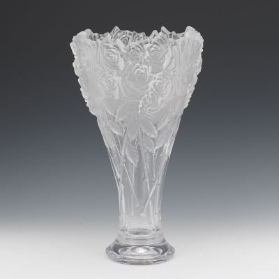 Lalique Style Rose Bouquet Irish Crystal Vase 09 12 16 Sold 300 9