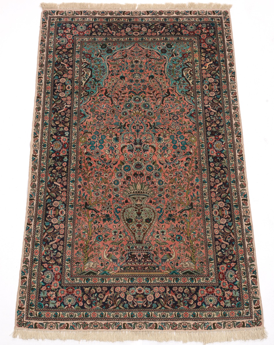 Hereke Silk Tree of Life Vase Pictorial Carpet, 02.18.17