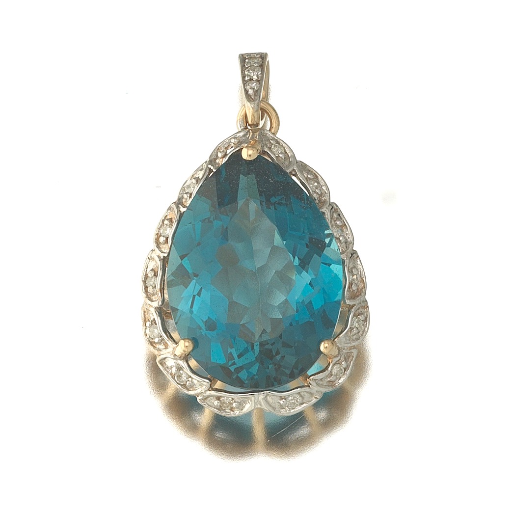 Ladies' Gold, Blue Topaz and Diamond Pendant , 02.17.17
