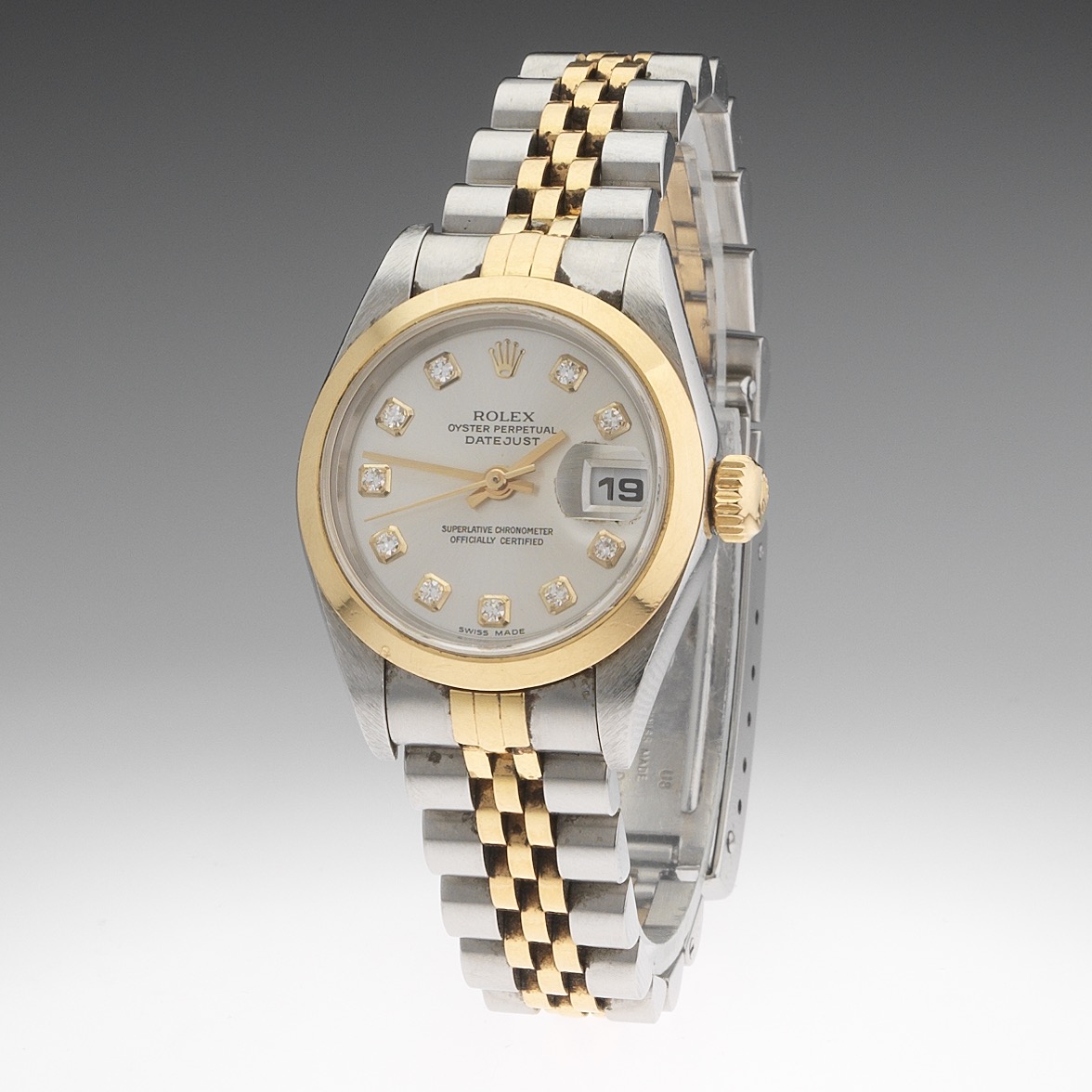 18k rolex oyster perpetual datejust with diamonds