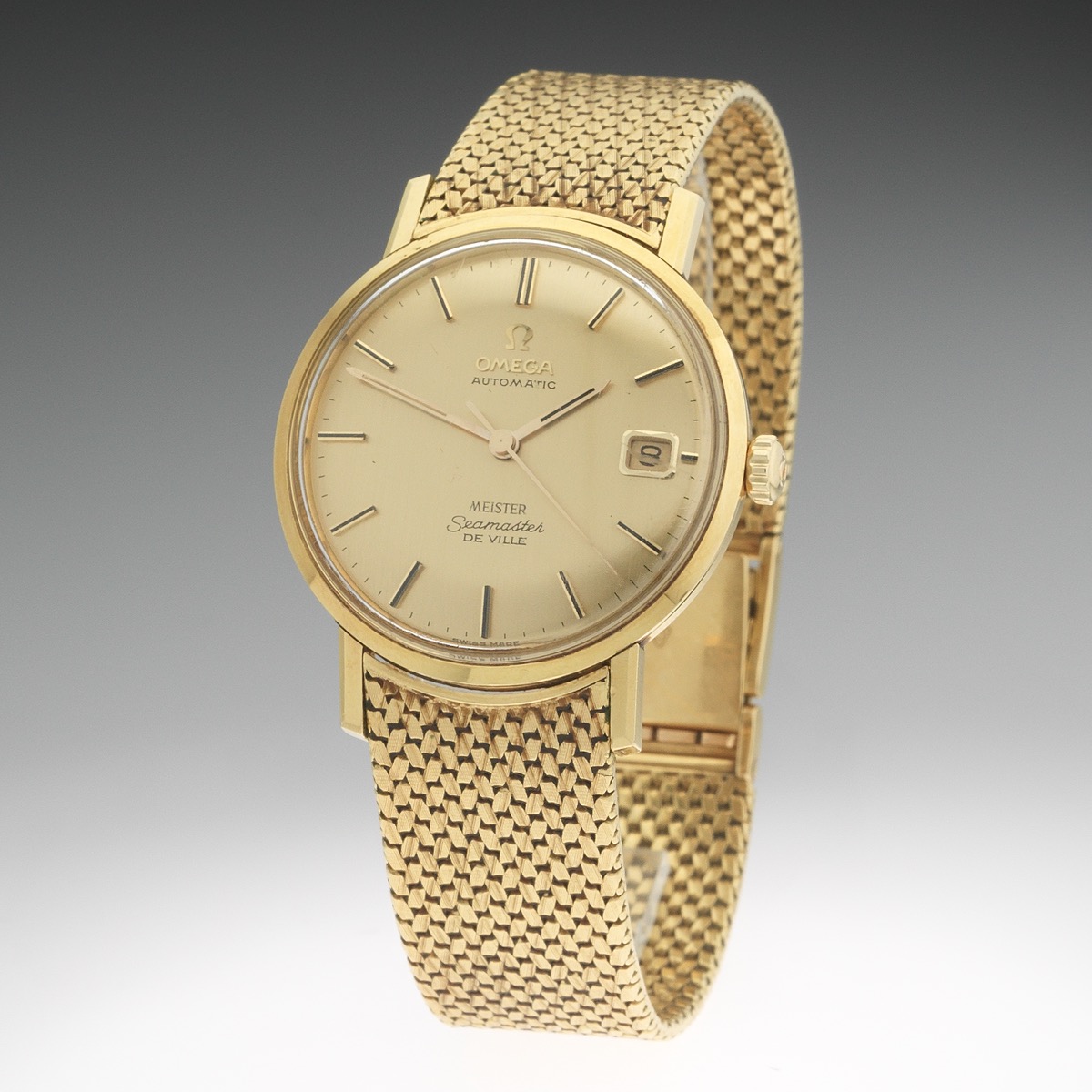 Omega Vintage 18k Gold Seamaster Meister De Ville Automatic Watch and