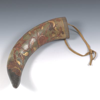 Japanese Gilt and Enameled 12" Carved Buffalo Horn, 11.04.17, Sold: $118