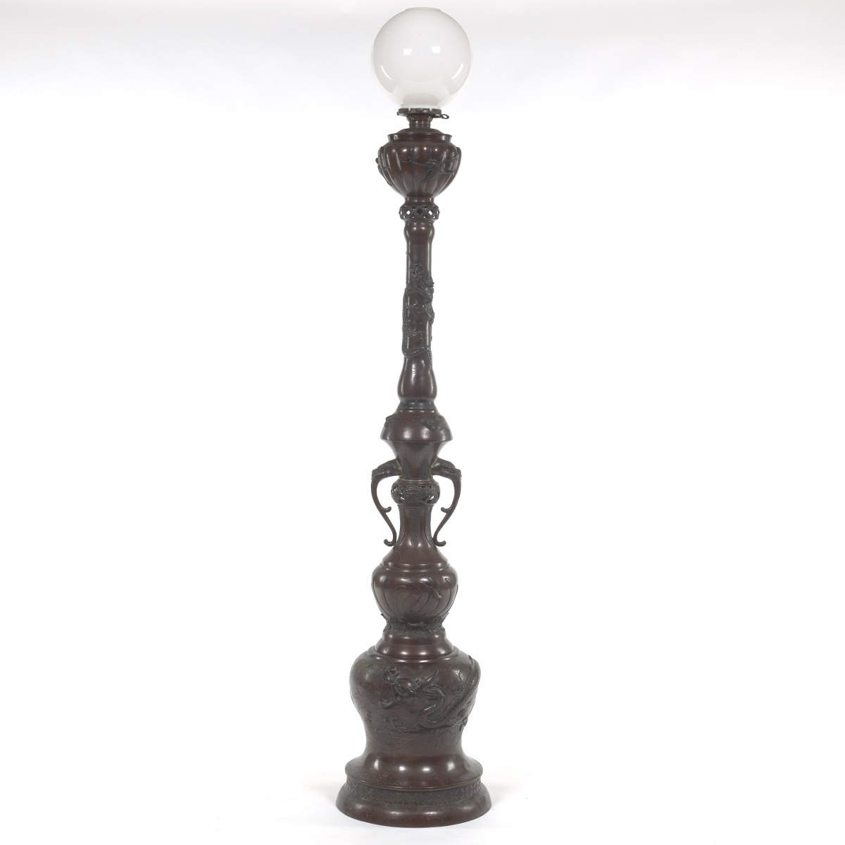 Japanese Bronze Floor Lamp, Meiji Period, ca. late 19th century, 11.04.