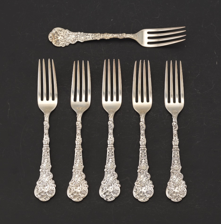 Gorham Sterling Silver Six Luncheon/Salad Forks, "Versailles" Pattern