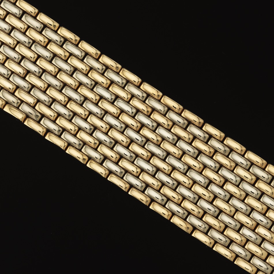 Ladies' Italian TwoTone Gold Wide Basket Weave Bracelet , 09.08.17