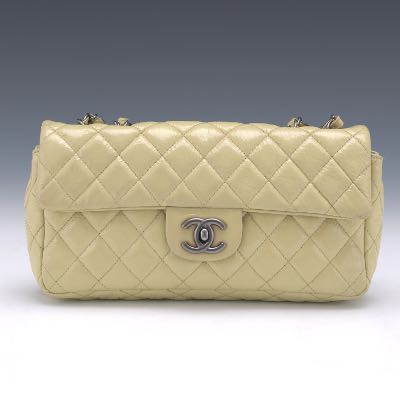 At Auction: Chanel Beige Quilted Aged Calfskin Chain Shoulder Tote