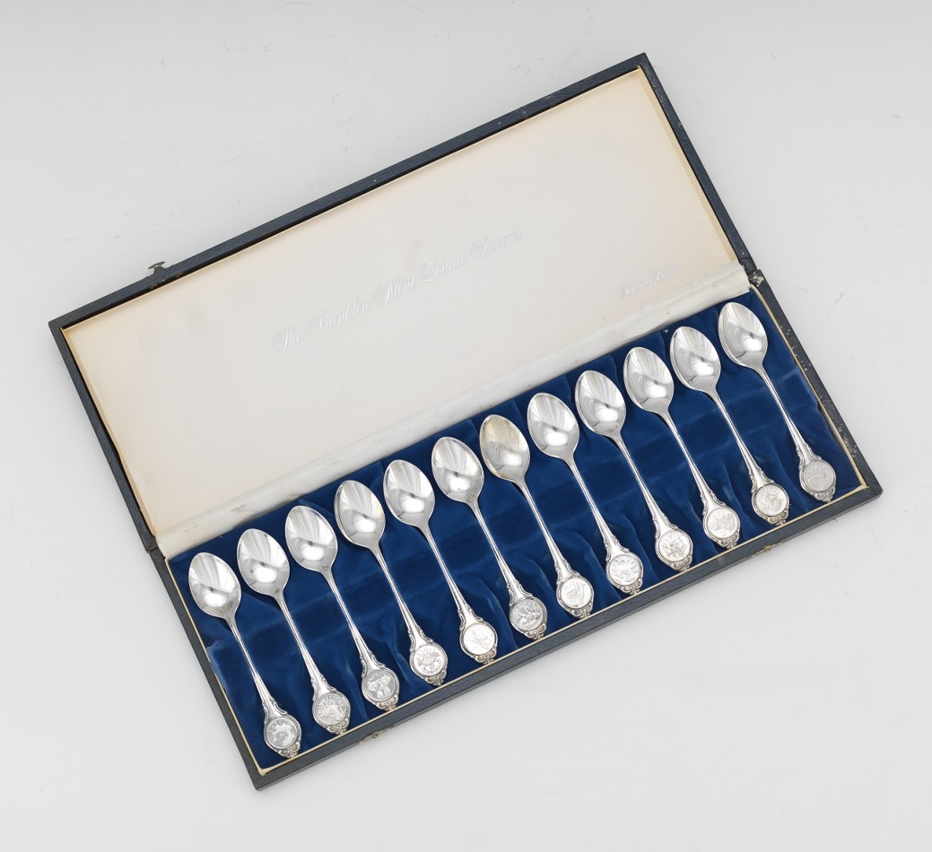 Twelve Vintage Sterling Silver Zodiac Spoons, Franklin Mint, in
