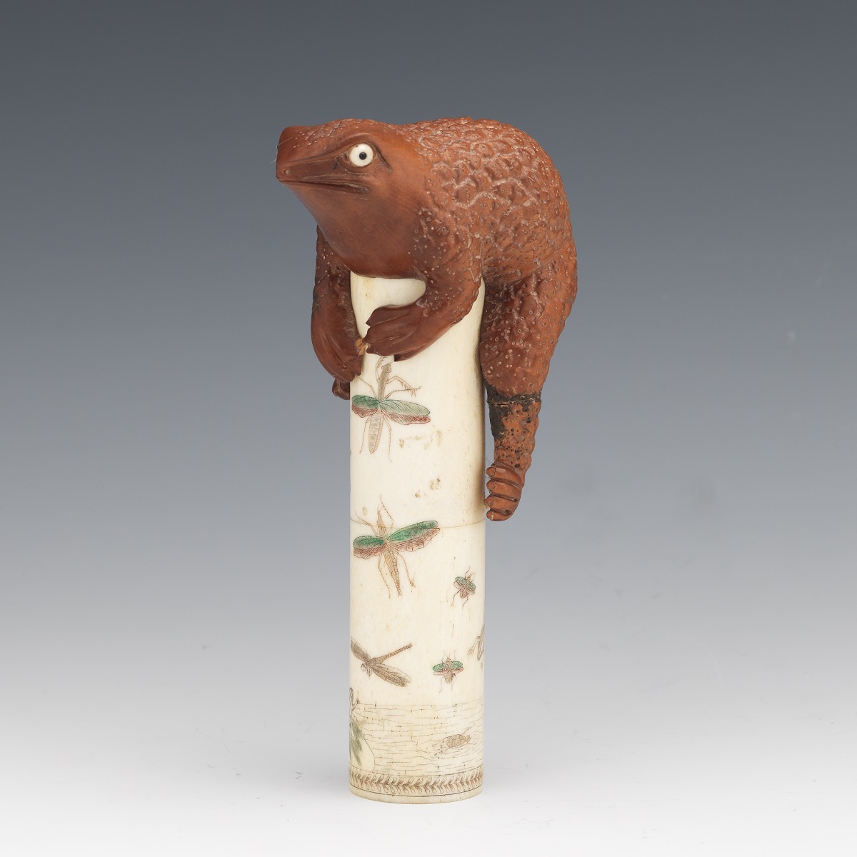 Carved Bamboo and Bone Scroll Holder Cap, 02.17.18, Sold 247.8