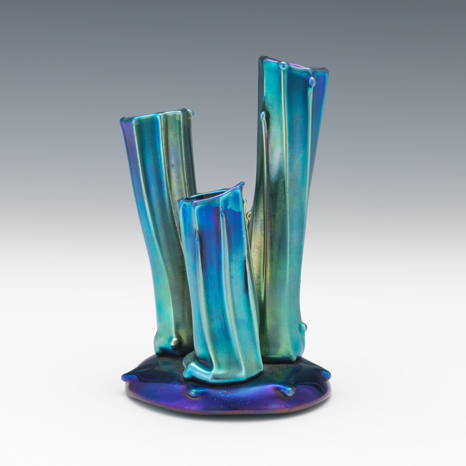 Steuben Blue Aurene Tree Trunk Vase 05 31 18 Sold 354