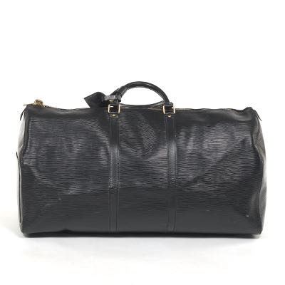 louis vuitton black epi leather keepall 55