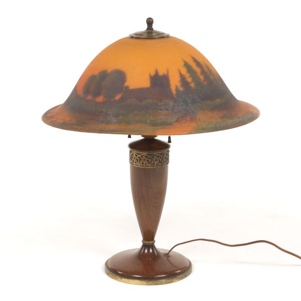 Janette Reverse Painted Glass Lamp With, Reverse Painted Lamp Shade Replacement