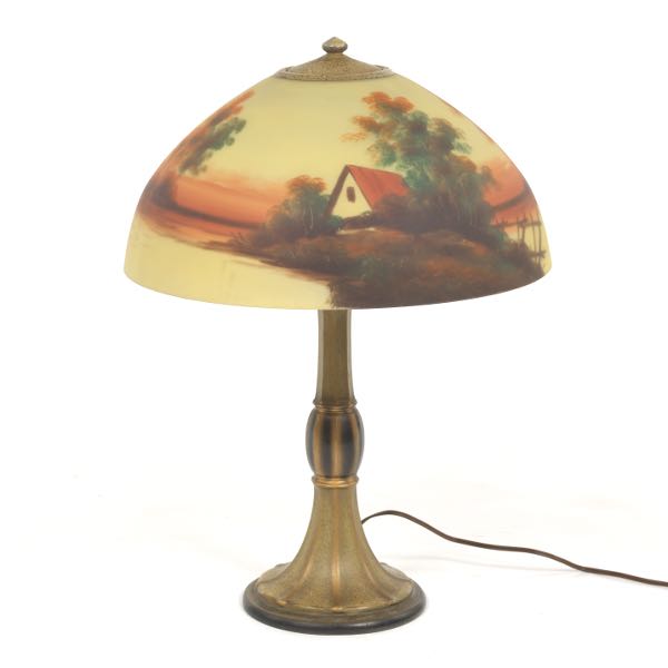 Janette Reverse Painted Glass Lamp With, Reverse Painted Lamp Shade Replacement