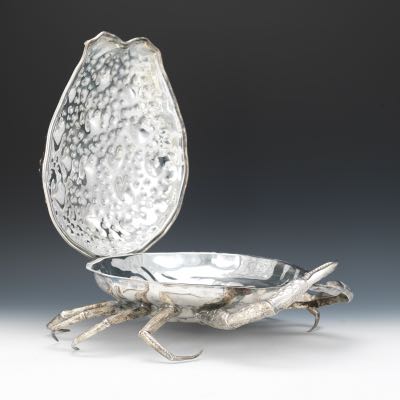 Silver Plate Crab Shaped Hors d'Oeuvre Tray, Teghini Firenze