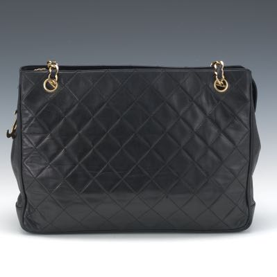 Sold at Auction: Chanel Vintage Quilted Black Leather Briefcase