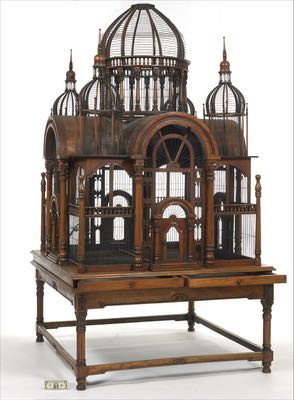 Wooden Birdcage, A Victorian Style Wire And Carved Wood Cathedral Cage,  Gorgeous!!