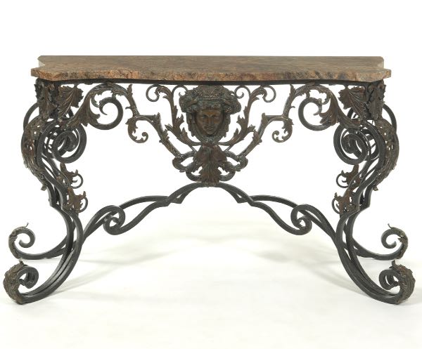 Large Maitland Smith Wrought Iron And Bronze Console Table With Marble Top 12 14 19 Sold 1888 - Wrought Iron Sofa Table Legs Large Maitland Smith Wrought Iron And Bronze Console Table With Marble Top 12 14 19 Sold 1888 - Wrought Iron Sofa Table Legs