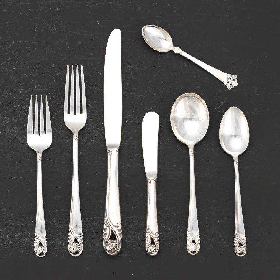 Assorted Sterling Flatware Service for Eight, 02.14.19, Sold 678.5