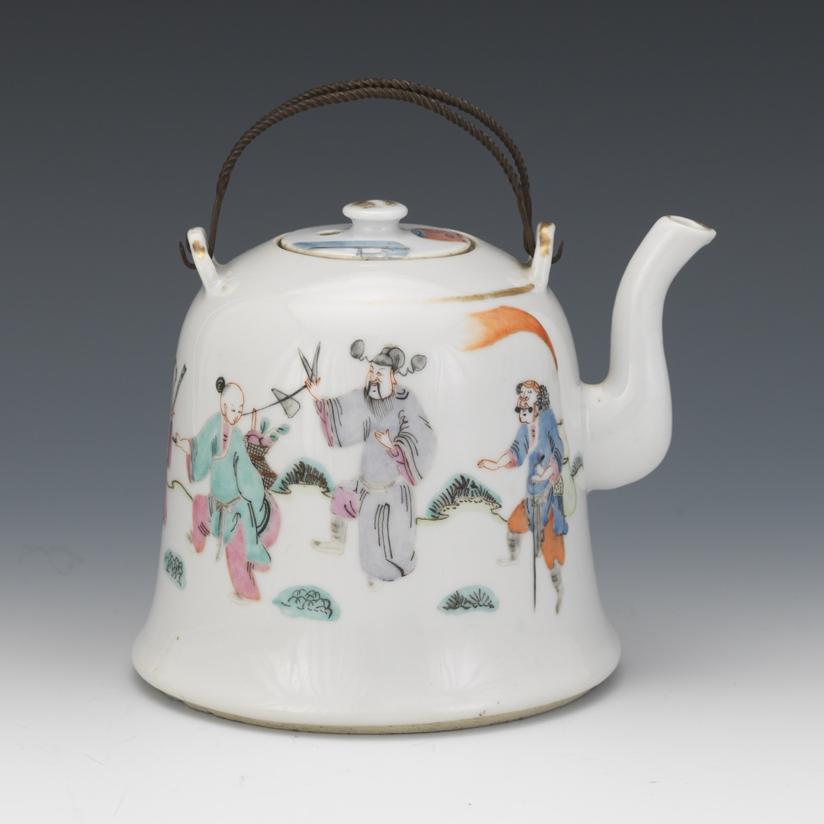 Chinese Porcelain Teapot with Eight Immortals, Apocryphal Tongzhi Seal