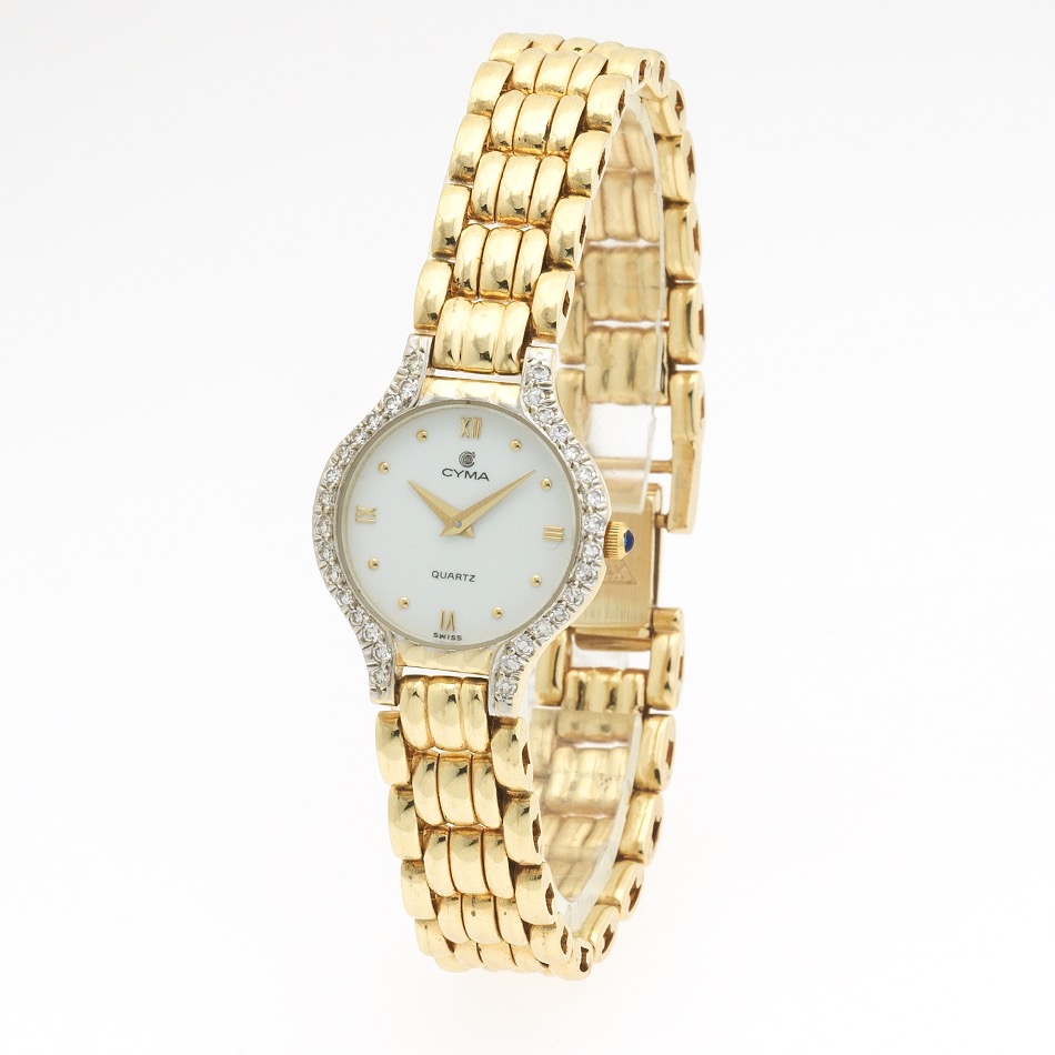 Cyma Swiss Ladies' 14k Gold and Diamond Watch , 06.06.19, Sold 1062