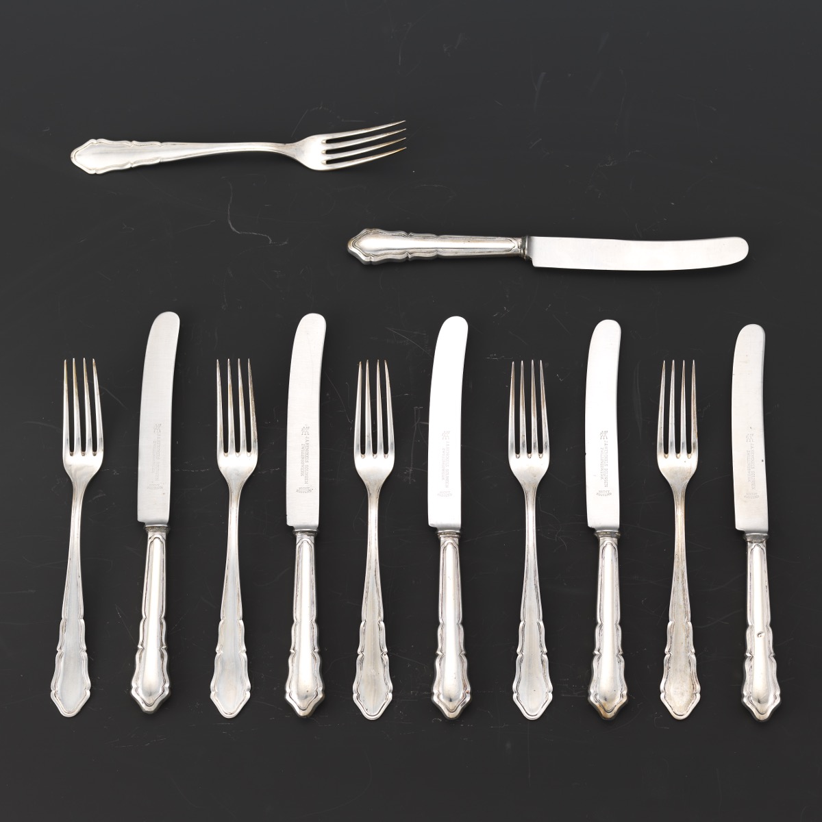 Twelve German Silver Fruit Knives and Eleven Fruit Forks, by Bruckmann & Sohne , 09.05.19, Sold