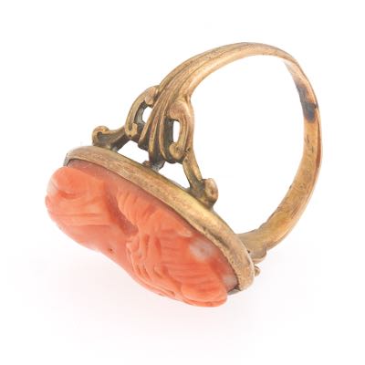 Ladies' Victorian Gold and Carved Coral Cameo Ring , 05.01.20, Sold: $153.4