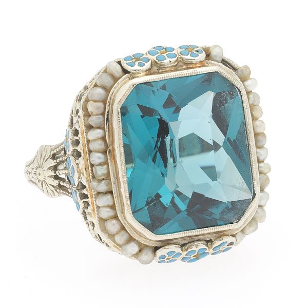 10k Gold Fancy Ring Goldenstar 0.18Ct Blue /& White Diamond Ring
