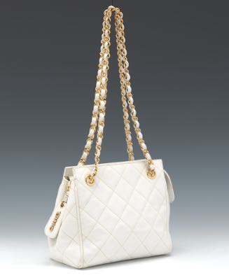 Chanel White Caviar Leather Classic Tote Bag.  Luxury, Lot #77013
