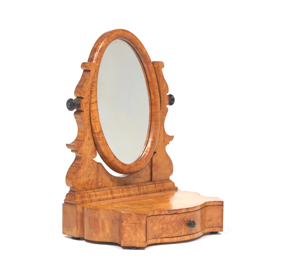 Birdseye Maple Dresser Mirror with Drawer, 12.10.20, Sold: $306.8