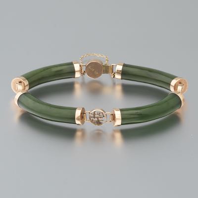 Ladies' Gold and Green Jade Bracelet , 10.30.20, Sold: $283.2