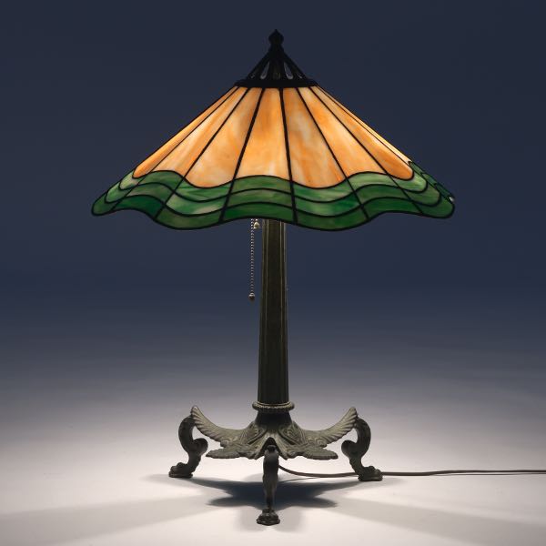 Slag Glass Lamp Aspire Auctions, Handel Slag Glass Table Lamp