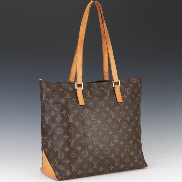 Louis Vuitton Brown Leather Monogram Cabas Mezzo Tote Bag Auction