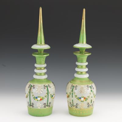 Pair of 20th Century Tapered Baluster Form Mottled Glass Vases Pair of 20th Century Tapered Baluster Form Mottled Glass Vases