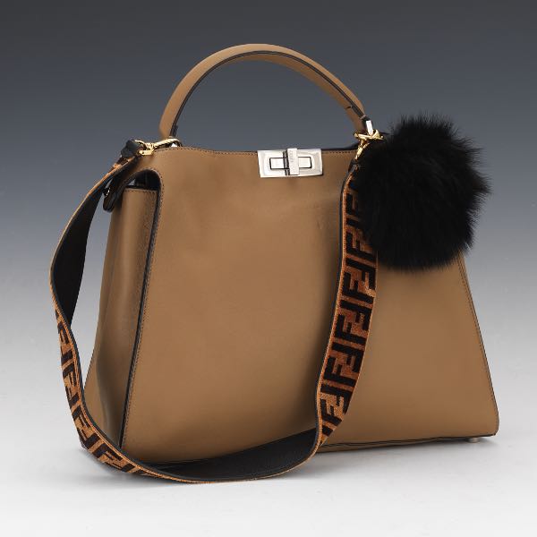 At Auction: Fendi Brown Zucca Canvas and Leather Spy Pouch