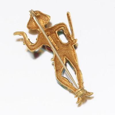 465. Uno-A-Erre Italian 18k Gold and Enamel Jester/Harlequin Pin/Brooch -  February 2022 - ASPIRE AUCTIONS