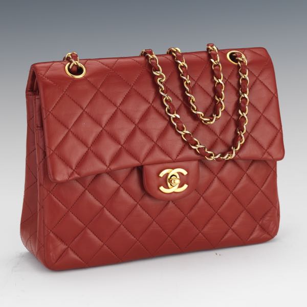 Chanel CHANEL V Stitch Lambskin Double Chain Diagonal Shoulder Bag