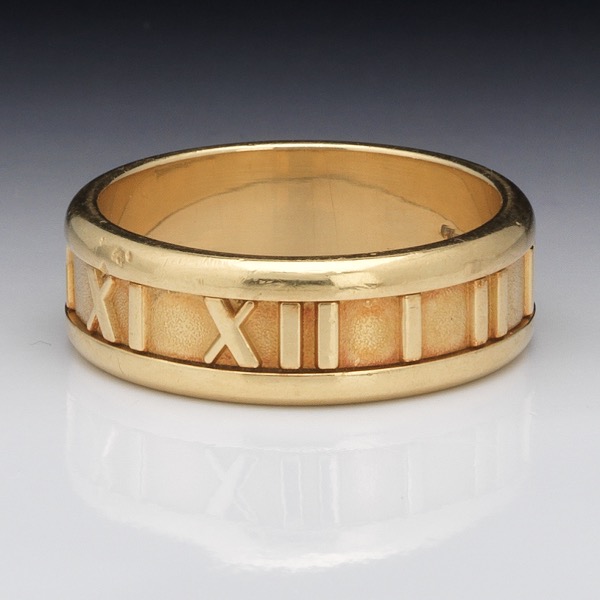 Sold at Auction: TIFFANY &CO ,18K GOLD ATLAS COLLECTION ROMAN NUMERALS RING