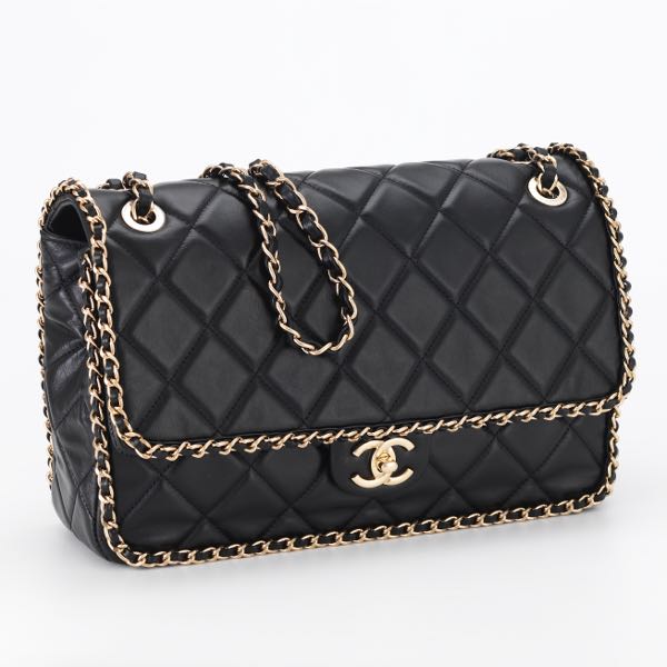 Black Quilted Caviar Timeless CC Large Frame Clutch Silver Hardware,  2012-2013