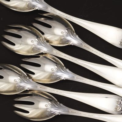 Tiffany & Co Sterling Silver Ice Cream Forks, Pat. 1895 | Sold for