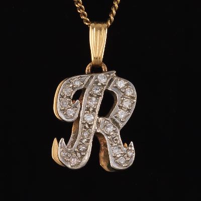 Ladies' Two-Tone Gold and Diamond Letter 