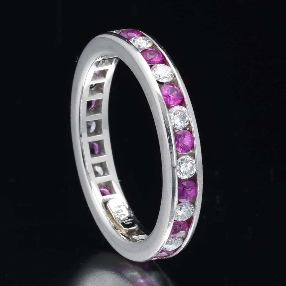 .950 Platinum Ruby and Diamond Ring