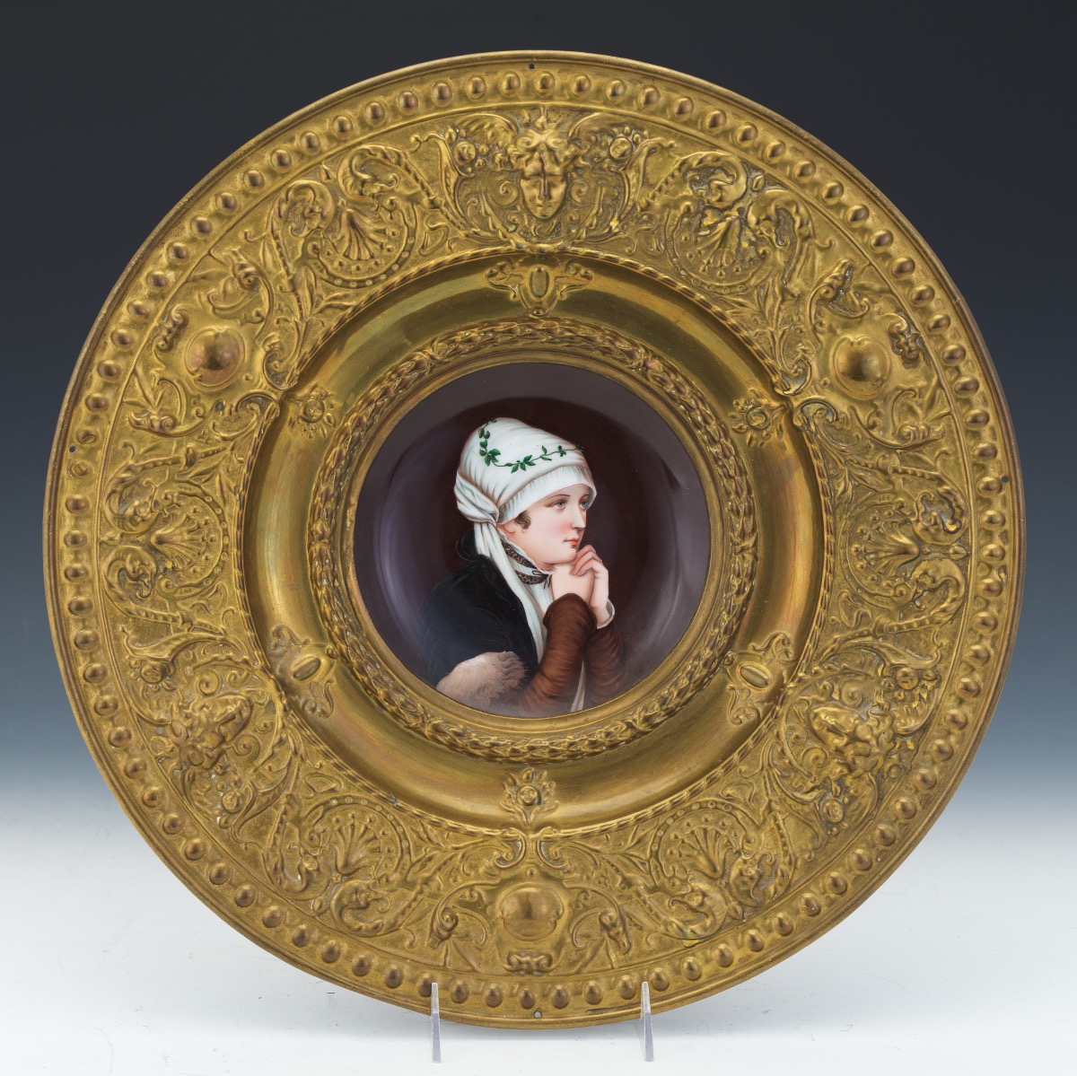 Gilt Brass Framed Porcelain Portrait Plaque