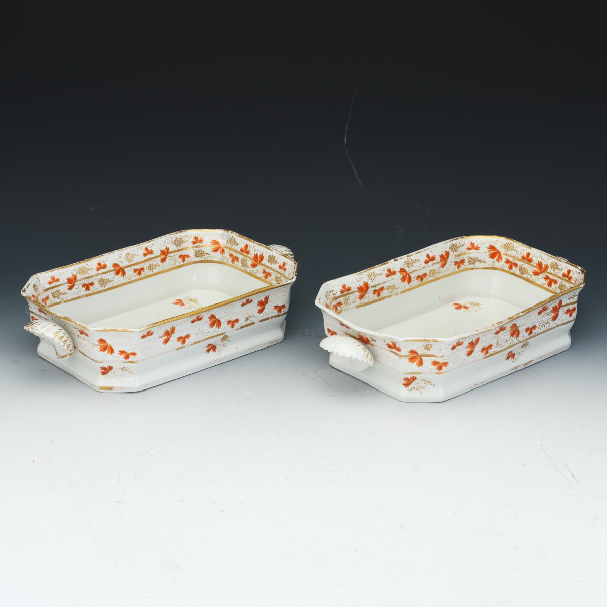 Pair of English Porcelain Shell-Handled Vegetable Dishes | Sold